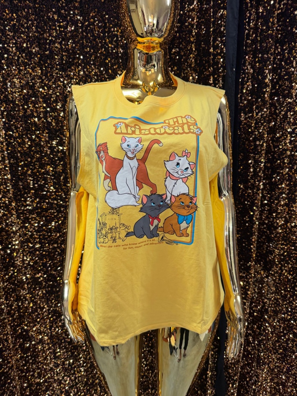 Disney Yellow Aristocats Graphic Cat Tee sizes large y xlarge